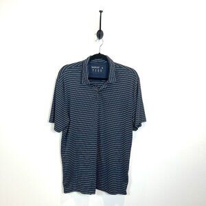 Abercrombie & Fitch Size Large Soft A&F Air Knit‎ Polo Navy Blue Striped